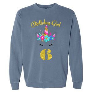 6 Years Old Gifts 6th Birthday Gift For Girl Funny Unicorn Face 31 Garment-Dyed Sweatshirt