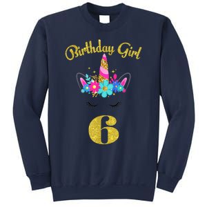 6 Years Old Gifts 6th Birthday Gift For Girl Funny Unicorn Face 31 Sweatshirt