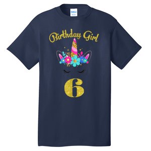 6 Years Old Gifts 6th Birthday Gift For Girl Funny Unicorn Face 31 Tall T-Shirt