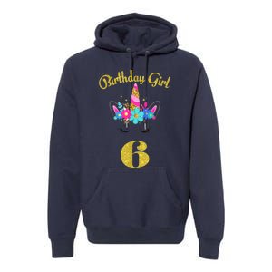 6 Years Old Gifts 6th Birthday Gift For Girl Funny Unicorn Face 31 Premium Hoodie