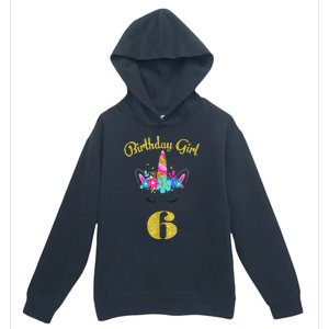 6 Years Old Gifts 6th Birthday Gift For Girl Funny Unicorn Face 31 Urban Pullover Hoodie