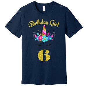 6 Years Old Gifts 6th Birthday Gift For Girl Funny Unicorn Face 31 Premium T-Shirt