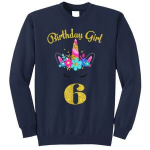 6 Years Old Gifts 6th Birthday Gift For Girl Funny Unicorn Face 31 Tall Sweatshirt