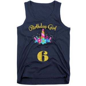 6 Years Old Gifts 6th Birthday Gift For Girl Funny Unicorn Face 31 Tank Top