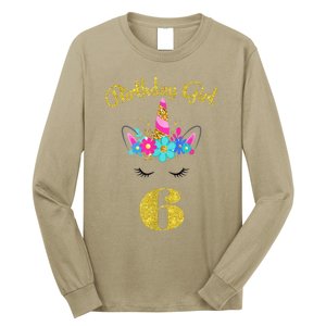 6 Years Old Gifts 6th Birthday Gift For Girl Funny Unicorn Face 31 Long Sleeve Shirt