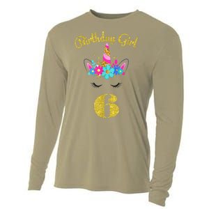 6 Years Old Gifts 6th Birthday Gift For Girl Funny Unicorn Face 31 Cooling Performance Long Sleeve Crew