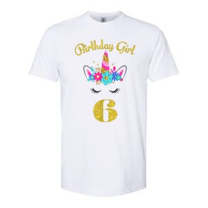 6 Years Old Gifts 6th Birthday Gift For Girl Funny Unicorn Face 31 Softstyle CVC T-Shirt