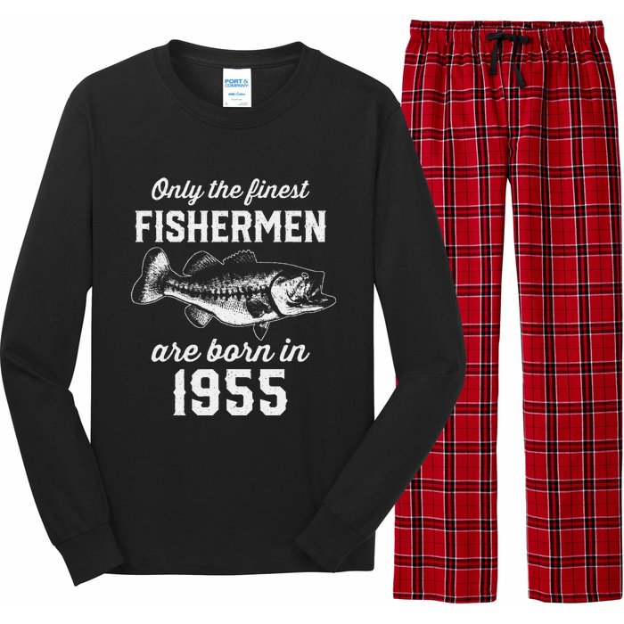 68 Year Old Fisherman Fishing 1955 68th Birthday Long Sleeve Pajama Set