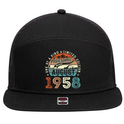 65 Year Old Awesome Since August 1958 65th Birthday Gift 7 Panel Mesh Trucker Snapback Hat