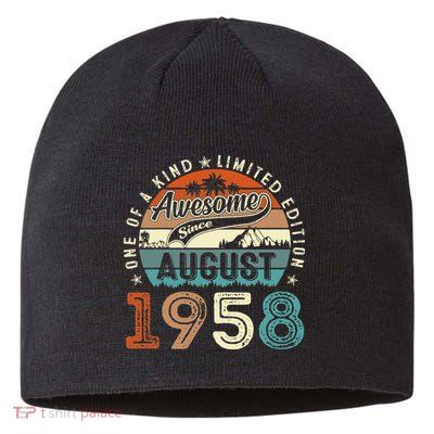 65 Year Old Awesome Since August 1958 65th Birthday Gift Sustainable Beanie