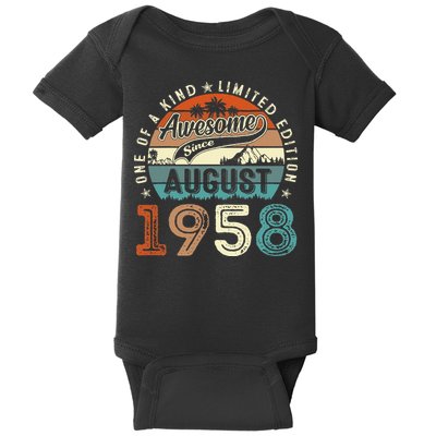65 Year Old Awesome Since August 1958 65th Birthday Gift Baby Bodysuit