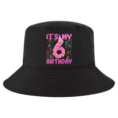 6 Years Old Girl Funny Donut Its My Sixth Birthday Cool Comfort Performance Bucket Hat