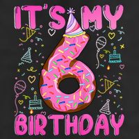 6 Years Old Girl Funny Donut Its My Sixth Birthday 7 Panel Mesh Trucker Snapback Hat