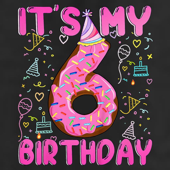 6 Years Old Girl Funny Donut Its My Sixth Birthday 7 Panel Mesh Trucker Snapback Hat