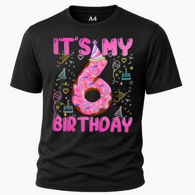 6 Years Old Girl Funny Donut Its My Sixth Birthday Performance Shirt