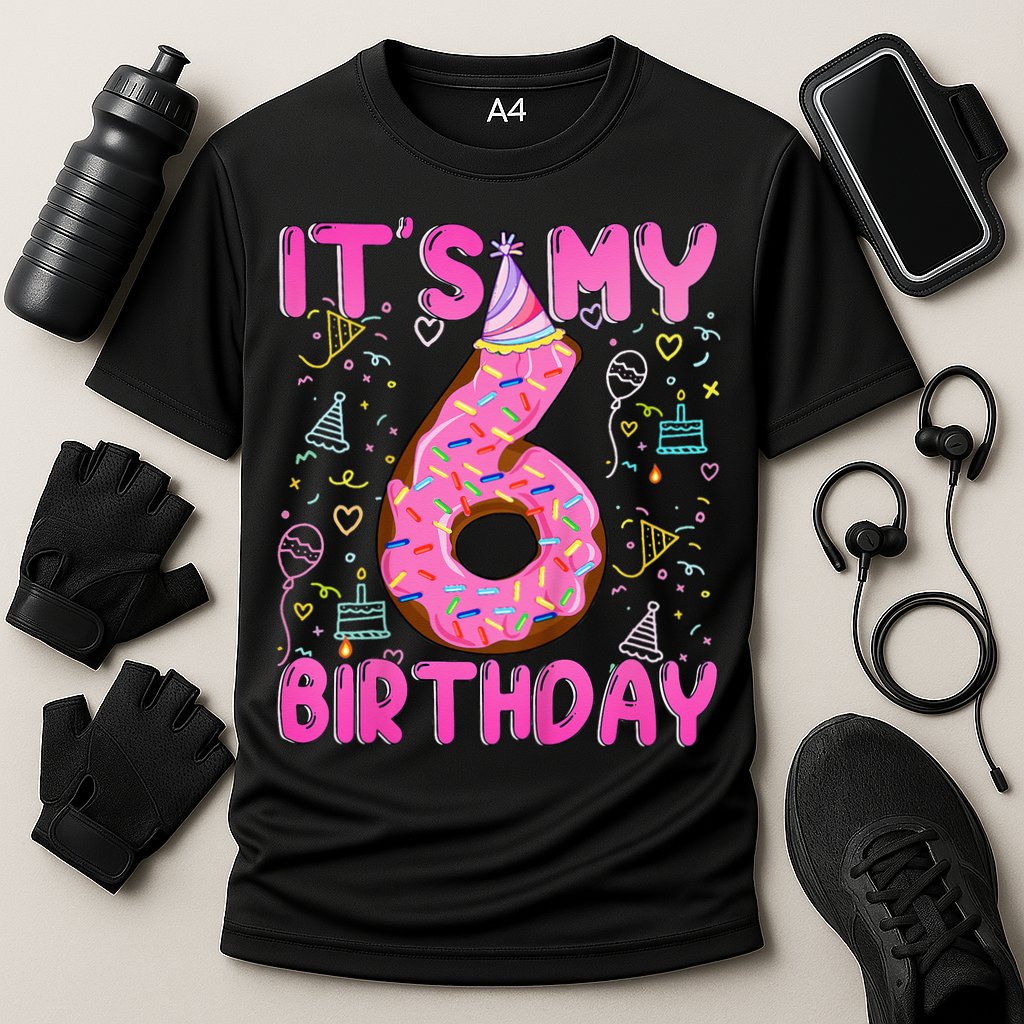 6 Years Old Girl Funny Donut Its My Sixth Birthday Cooling Performance Crew T-Shirt