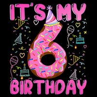 6 Years Old Girl Funny Donut Its My Sixth Birthday Cooling Performance Crew T-Shirt