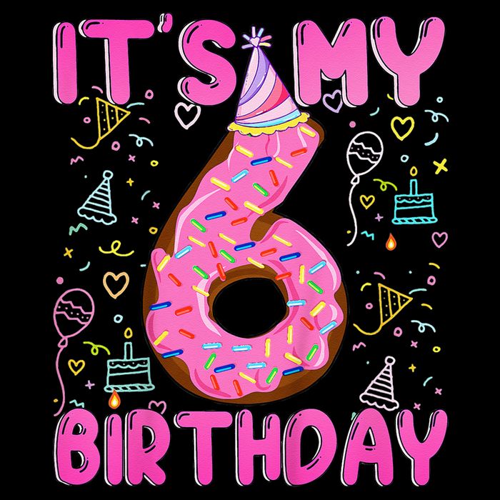 6 Years Old Girl Funny Donut Its My Sixth Birthday Cooling Performance Crew T-Shirt