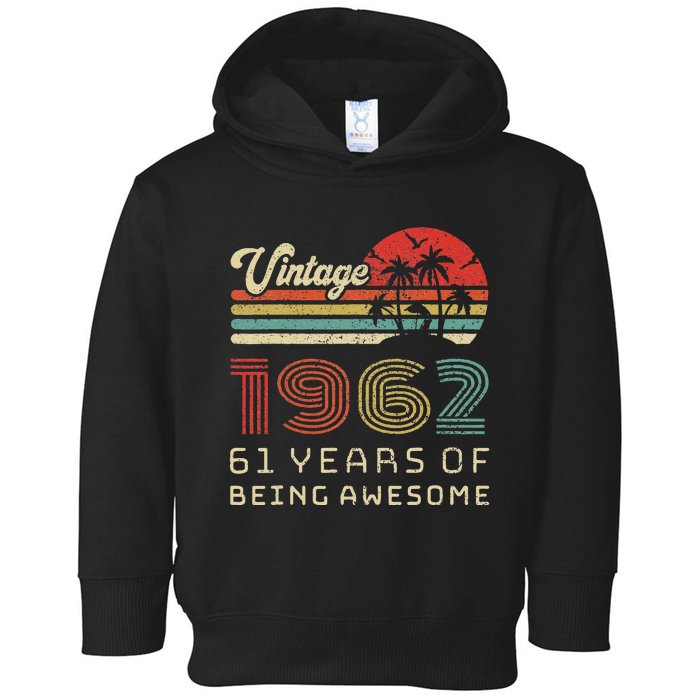 61 Year Old Birthday Vintage 1962 61st Birthday Toddler Hoodie