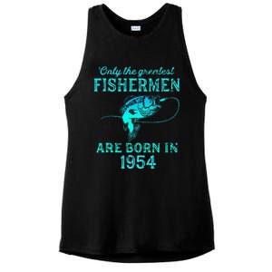 69 Years Old Fisherman Born In 1954 69th Birthday Ladies PosiCharge Tri-Blend Wicking Tank