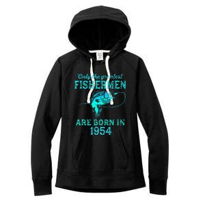 69 Years Old Fisherman Born In 1954 69th Birthday Women's Fleece Hoodie