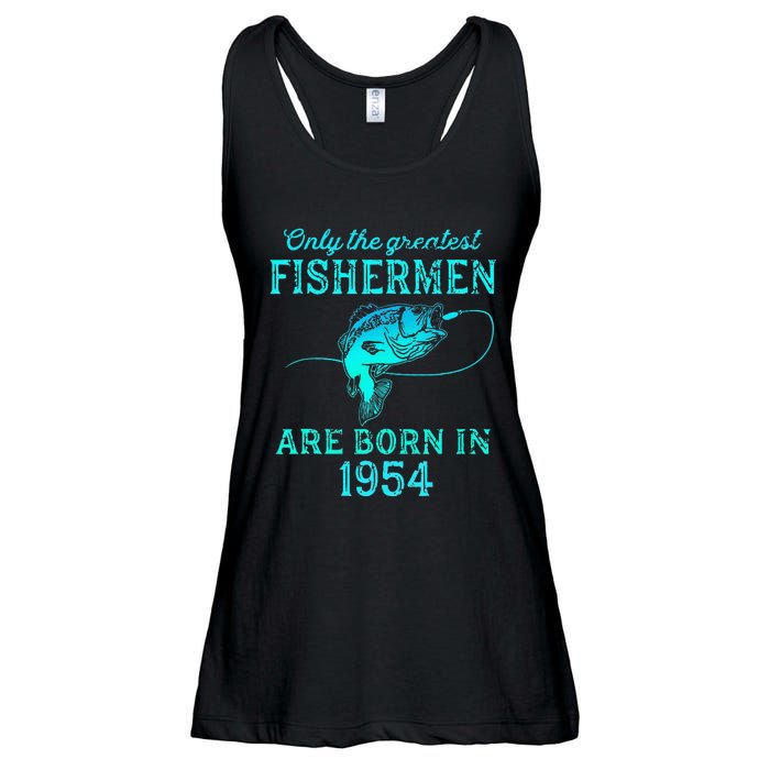 69 Years Old Fisherman Born In 1954 69th Birthday Ladies Essential Flowy Tank