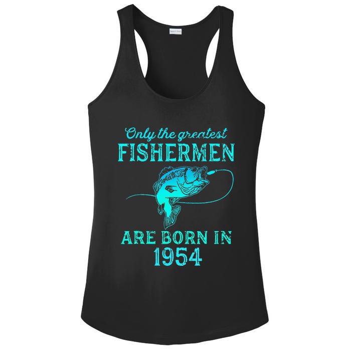 69 Years Old Fisherman Born In 1954 69th Birthday Ladies PosiCharge Competitor Racerback Tank