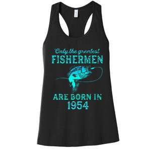 69 Years Old Fisherman Born In 1954 69th Birthday Women's Racerback Tank