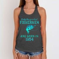 69 Years Old Fisherman Born In 1954 69th Birthday Women's Knotted Racerback Tank