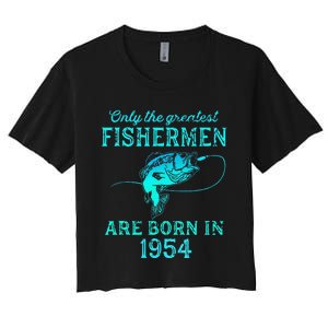 69 Years Old Fisherman Born In 1954 69th Birthday Women's Crop Top Tee