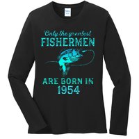 69 Years Old Fisherman Born In 1954 69th Birthday Ladies Long Sleeve Shirt