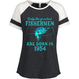 69 Years Old Fisherman Born In 1954 69th Birthday Enza Ladies Jersey Colorblock Tee