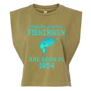 69 Years Old Fisherman Born In 1954 69th Birthday Garment-Dyed Women's Muscle Tee