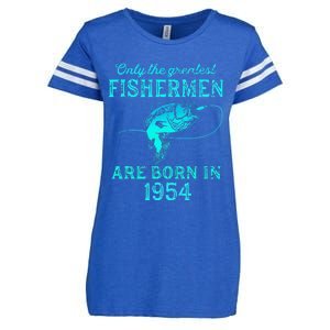 69 Years Old Fisherman Born In 1954 69th Birthday Enza Ladies Jersey Football T-Shirt