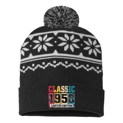 65 Years Old Gift Classic 1958 Limited Edition 65th Birthday USA-Made Snowflake Beanie