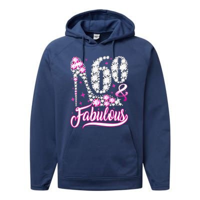 60 Years Old Gifts 60 & Fabulous 60th Birthday Pink Diamond Performance Fleece Hoodie