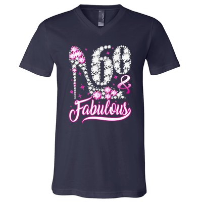 60 Years Old Gifts 60 & Fabulous 60th Birthday Pink Diamond V-Neck T-Shirt