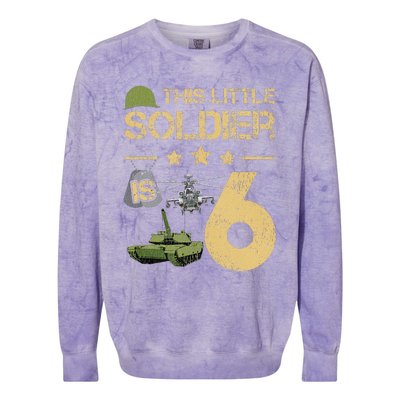 6 Year Old Soldier Birthday 6th Birthday Army Camo Colorblast Crewneck Sweatshirt