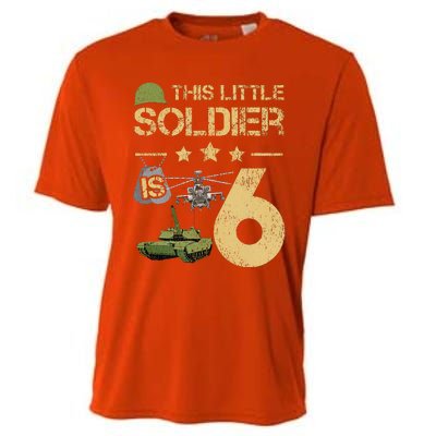 6 Year Old Soldier Birthday 6th Birthday Army Camo Cooling Performance Crew T-Shirt