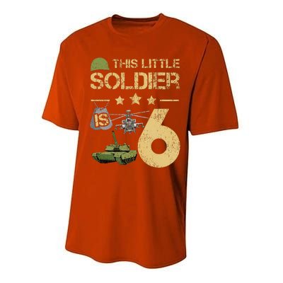 6 Year Old Soldier Birthday 6th Birthday Army Camo Performance Sprint T-Shirt