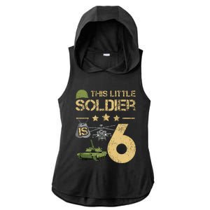 6 Year Old Soldier Birthday 6th Birthday Army Camo Ladies PosiCharge Tri-Blend Wicking Draft Hoodie Tank