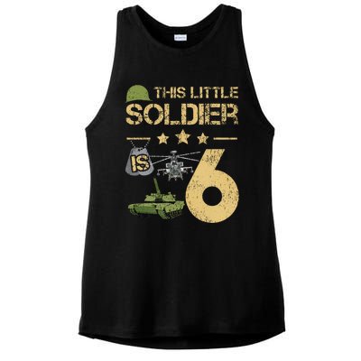 6 Year Old Soldier Birthday 6th Birthday Army Camo Ladies PosiCharge Tri-Blend Wicking Tank