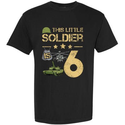 6 Year Old Soldier Birthday 6th Birthday Army Camo Garment-Dyed Heavyweight T-Shirt