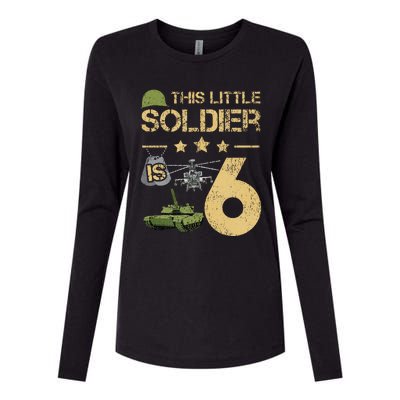 6 Year Old Soldier Birthday 6th Birthday Army Camo Womens Cotton Relaxed Long Sleeve T-Shirt