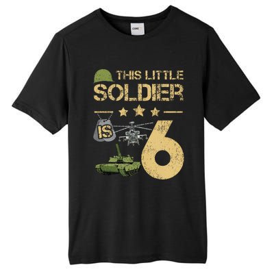 6 Year Old Soldier Birthday 6th Birthday Army Camo Tall Fusion ChromaSoft Performance T-Shirt