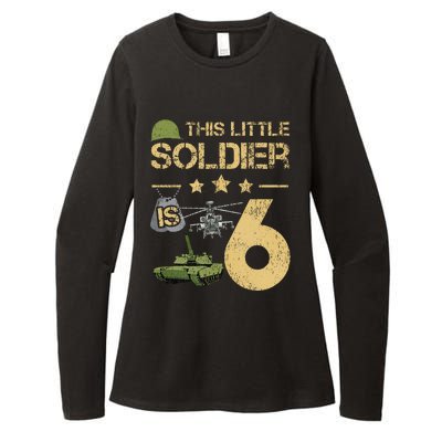 6 Year Old Soldier Birthday 6th Birthday Army Camo Womens CVC Long Sleeve Shirt