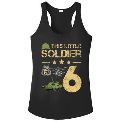 6 Year Old Soldier Birthday 6th Birthday Army Camo Ladies PosiCharge Competitor Racerback Tank