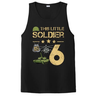 6 Year Old Soldier Birthday 6th Birthday Army Camo PosiCharge Competitor Tank