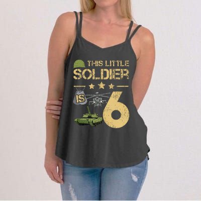 6 Year Old Soldier Birthday 6th Birthday Army Camo Women's Strappy Tank