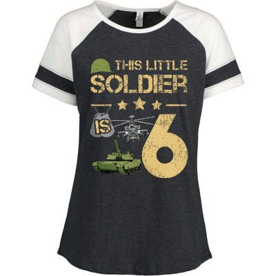 6 Year Old Soldier Birthday 6th Birthday Army Camo Enza Ladies Jersey Colorblock Tee